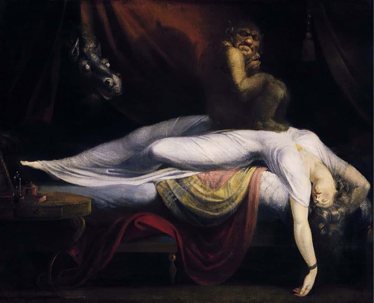 The Nightmare by Henry Fuseli, a sleeping woman with an incubus on her chest